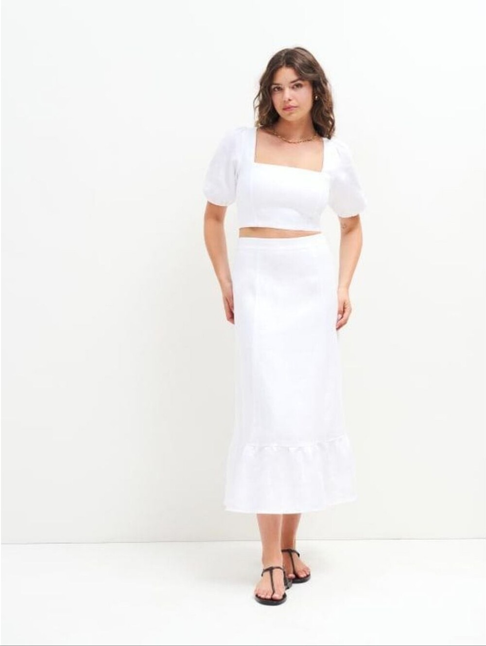REFORMATION - Size 10 Yucca Linen White Two Piece Skirt Set